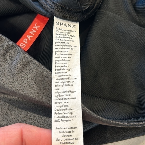 Spanx Faux Leather Shimmer Leggings High Waisted Black Large - Picture 14 of 16